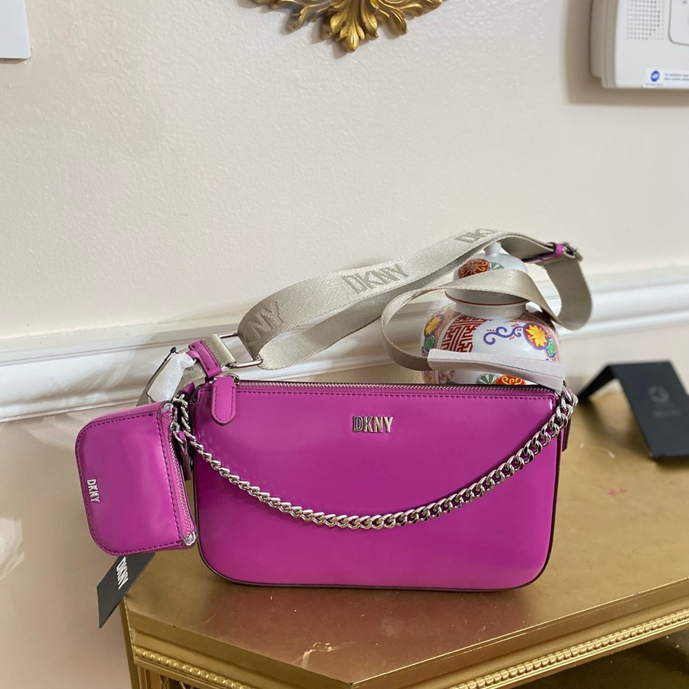 Original DKNY / Crossbody Bag with Pouch Chain Fuchsia Pink